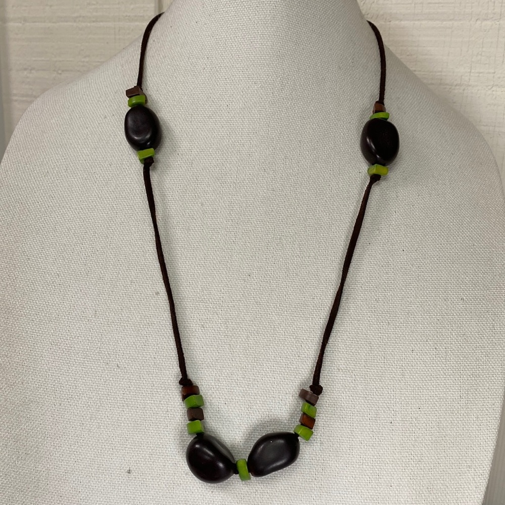 Short or long adjustable beam bead boho necklace